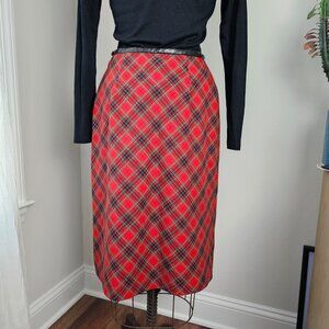 DEBBIE SHUCHAT Red Plaid A-Line Skirt  – Size 8